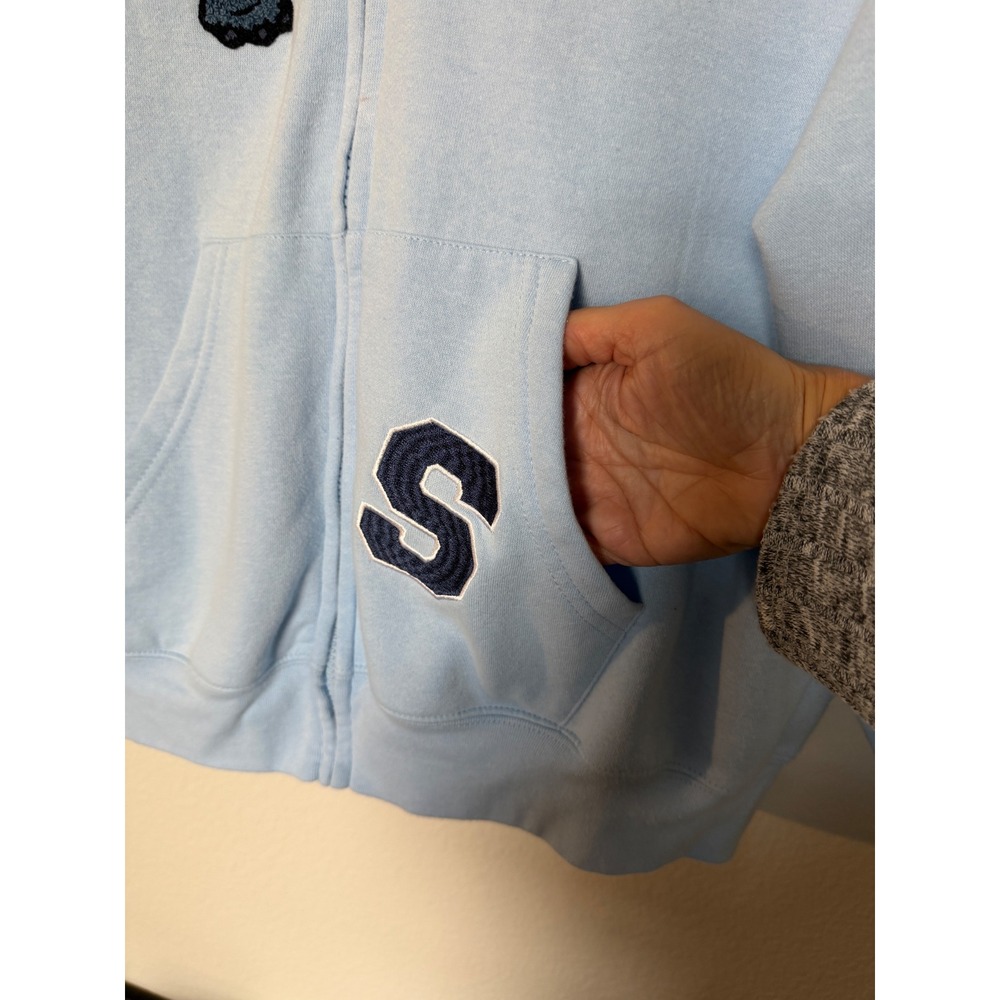 Disney Stitch O'Hana Zip Hoodie Light Blue Chenille Patch Size Large - Picture 9 of 17